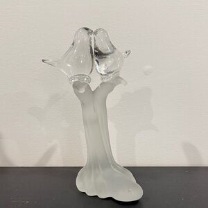 Vintage Glass Love Birds Sculpture